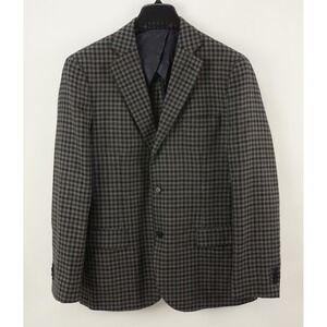Byron Slim Unstructured Hopsack Wool Sport Coat Men's 44R Gray Blue Green Check